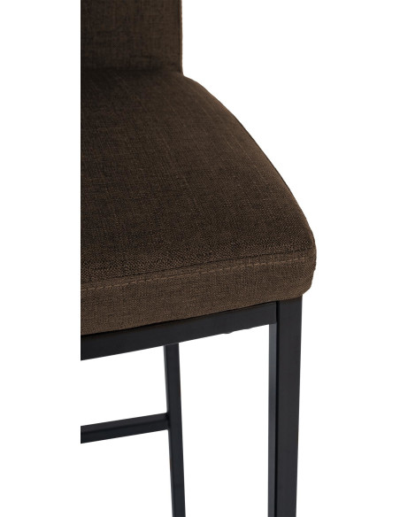 Tabouret de bar minimaliste en Tissu Marron Métal Noir Wivany  - 4