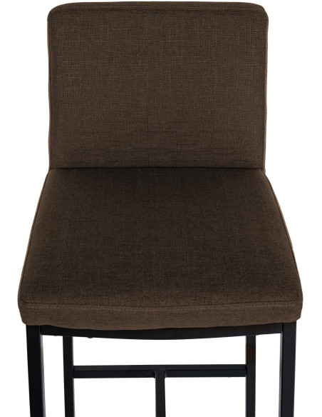 Tabouret de bar minimaliste en Tissu Marron Métal Noir Wivany  - 3