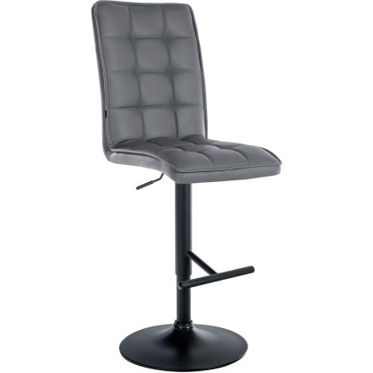 Tabouret de bar Dossier haut en Polyuréthane Gris Métal Noir Liam  - 1