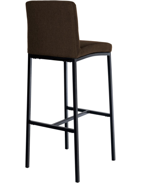 Tabouret de bar minimaliste en Tissu Marron Métal Noir Wivany  - 2