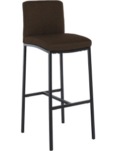 Tabouret de bar minimaliste en Tissu Marron Métal Noir Wivany  - 1