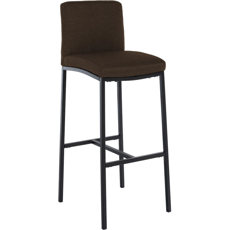 Tabouret de bar minimaliste en Tissu Marron Métal Noir Wivany  - 1