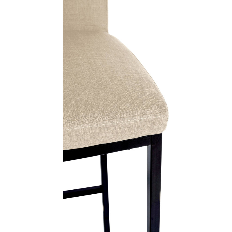 Tabouret de bar minimaliste en Tissu Blanc crème Métal Noir Wivany - 4