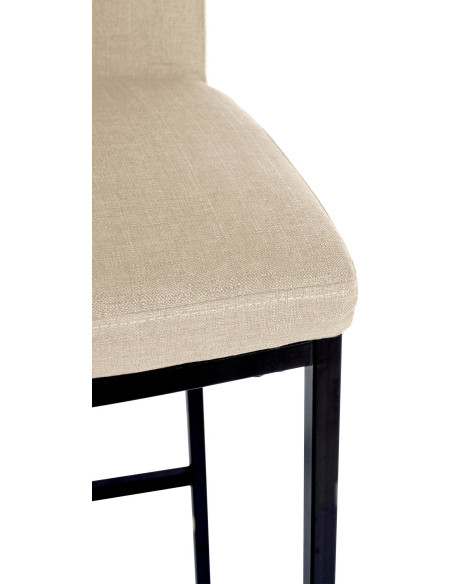 Tabouret de bar minimaliste en Tissu Blanc crème Métal Noir Wivany - 4