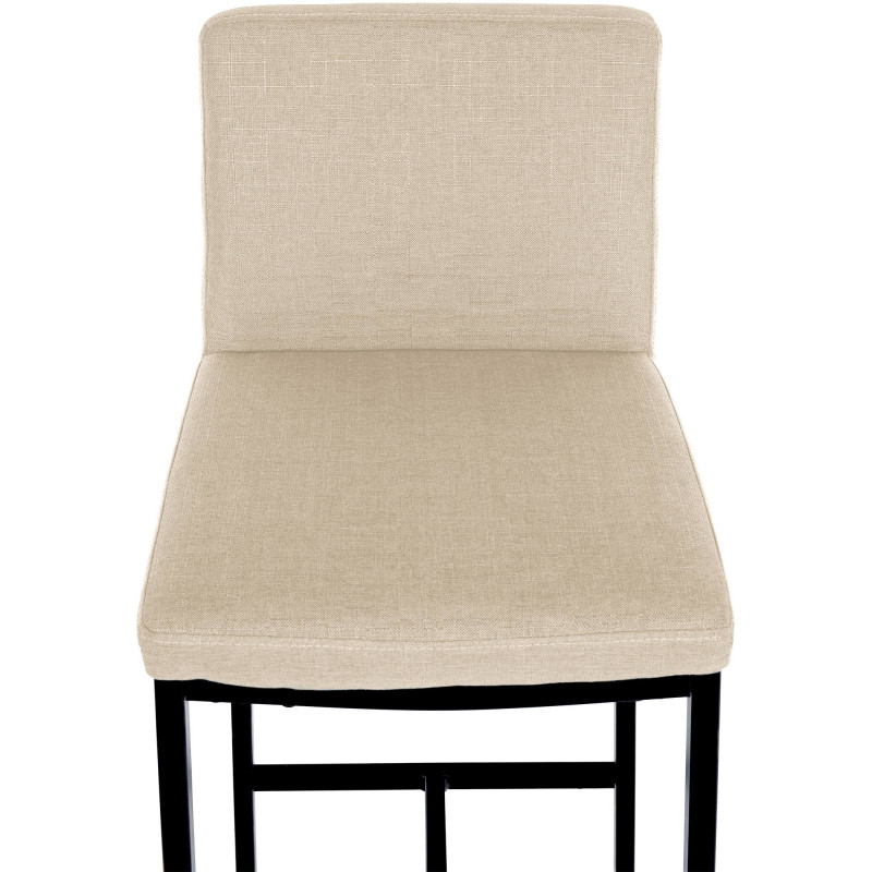 Tabouret de bar minimaliste en Tissu Blanc crème Métal Noir Wivany - 3