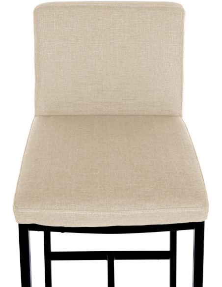 Tabouret de bar minimaliste en Tissu Blanc crème Métal Noir Wivany - 3