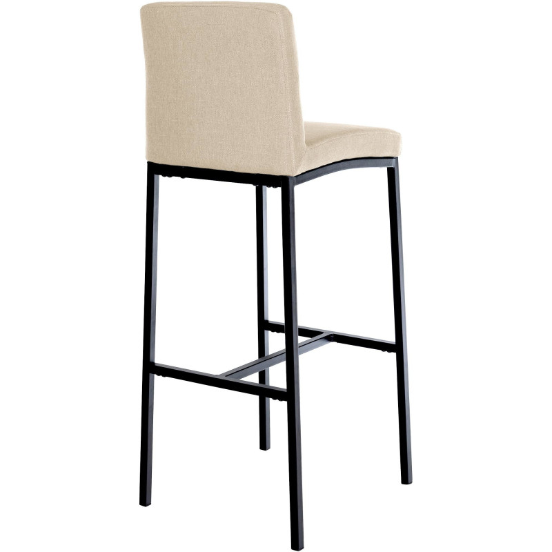 Tabouret de bar minimaliste en Tissu Blanc crème Métal Noir Wivany - 2
