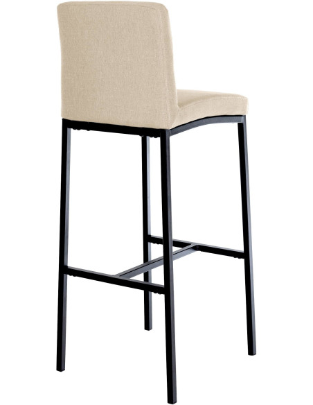 Tabouret de bar minimaliste en Tissu Blanc crème Métal Noir Wivany - 2