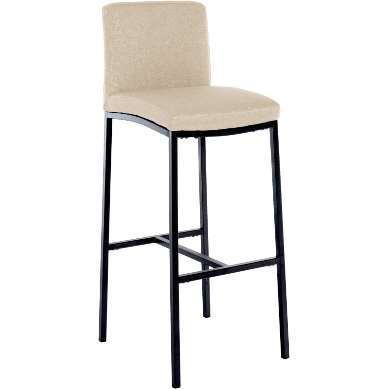 Tabouret de bar minimaliste en Tissu Blanc crème Métal Noir Wivany - 1