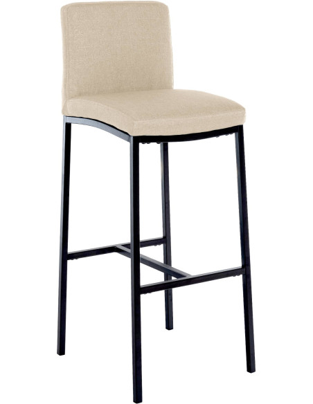 Tabouret de bar minimaliste en Tissu Blanc crème Métal Noir Wivany - 1