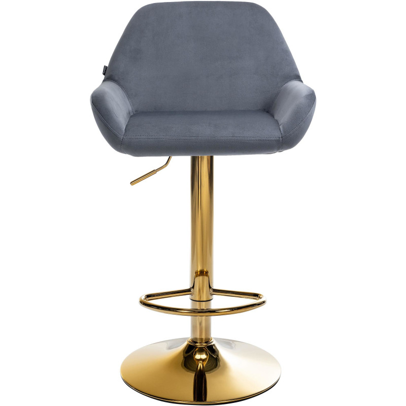 Tabouret de bar moderne en Velours Gris foncé Métal Doré Gylvan  - 2