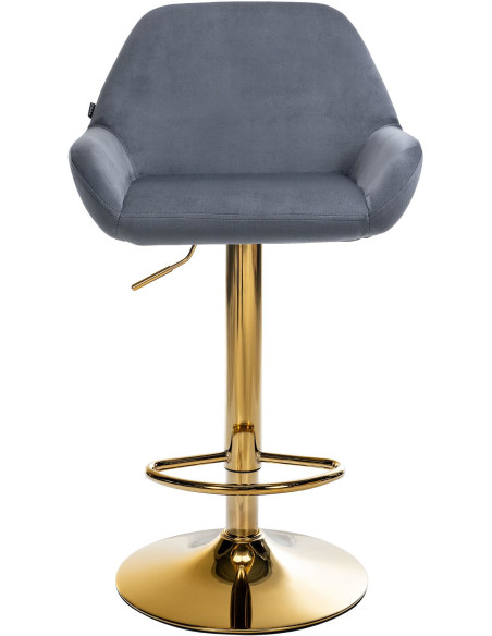 Tabouret de bar moderne en Velours Gris foncé Métal Doré Gylvan  - 2