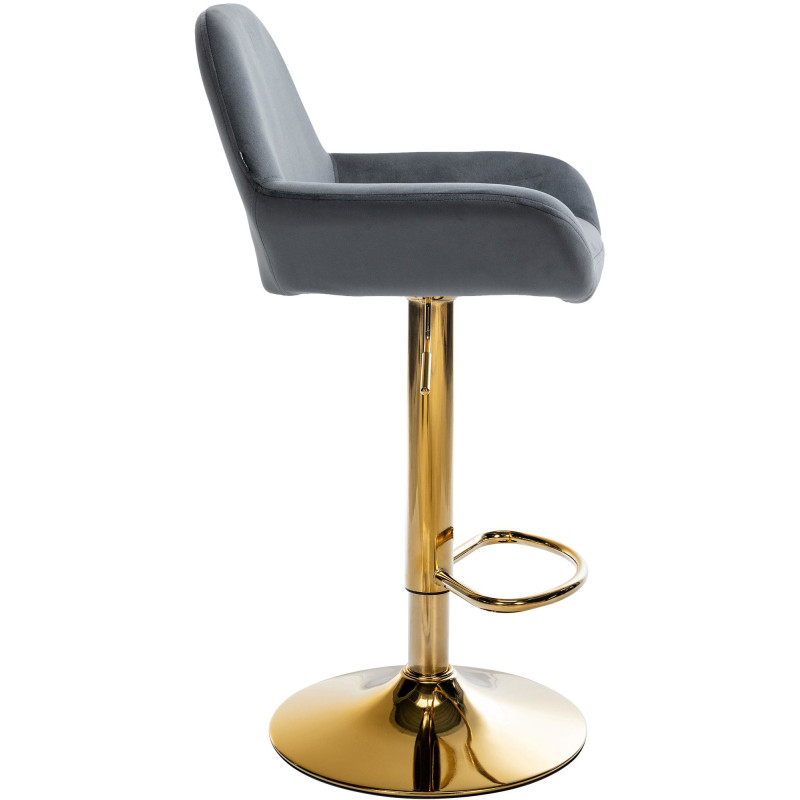 Tabouret de bar moderne en Velours Gris foncé Métal Doré Gylvan  - 3