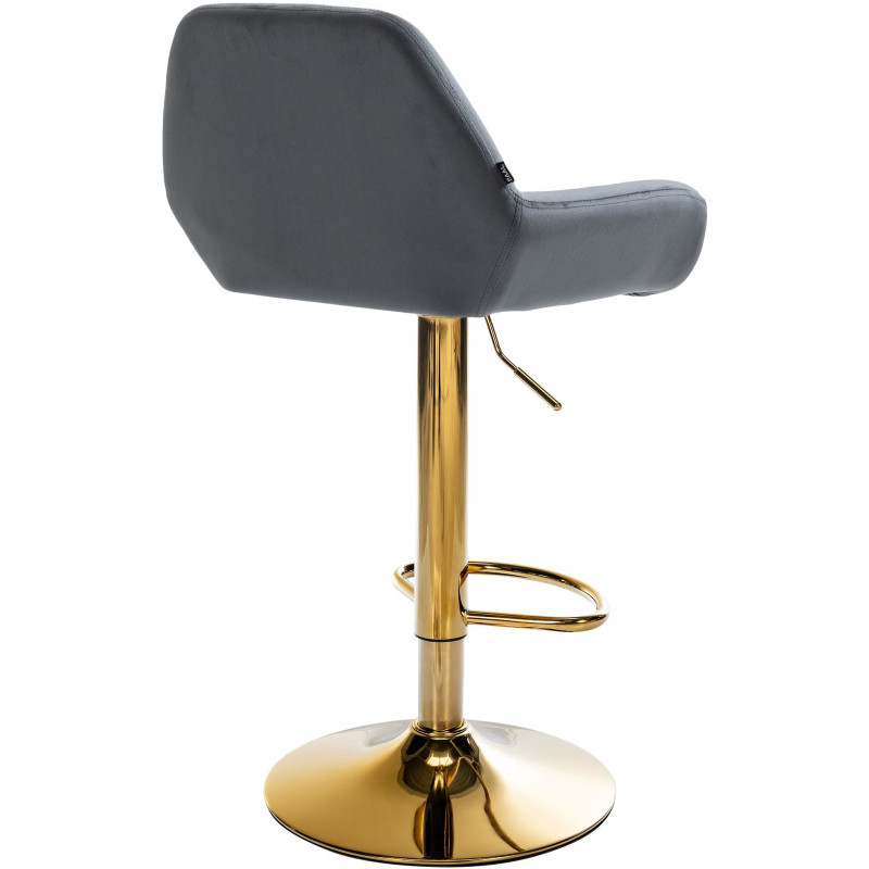 Tabouret de bar moderne en Velours Gris foncé Métal Doré Gylvan  - 4