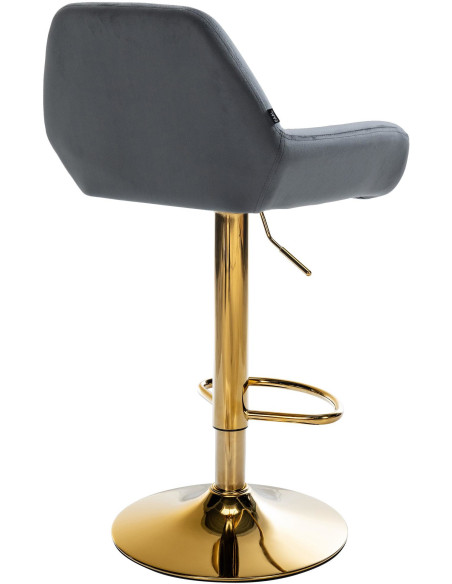 Tabouret de bar moderne en Velours Gris foncé Métal Doré Gylvan  - 4