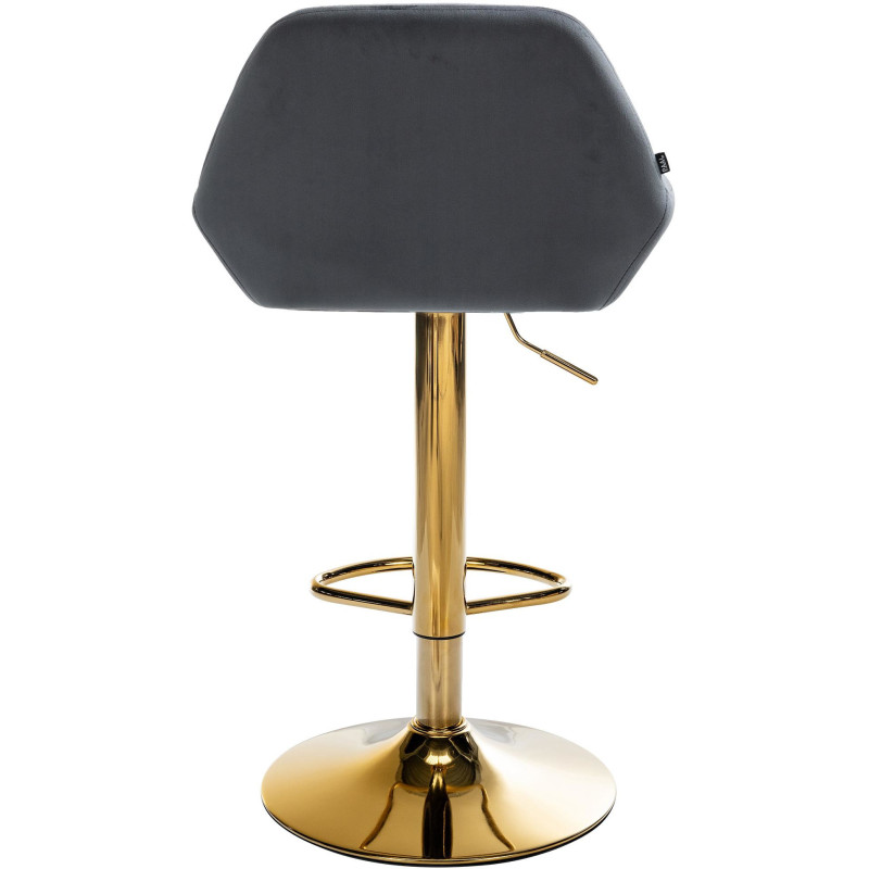 Tabouret de bar moderne en Velours Gris foncé Métal Doré Gylvan  - 5
