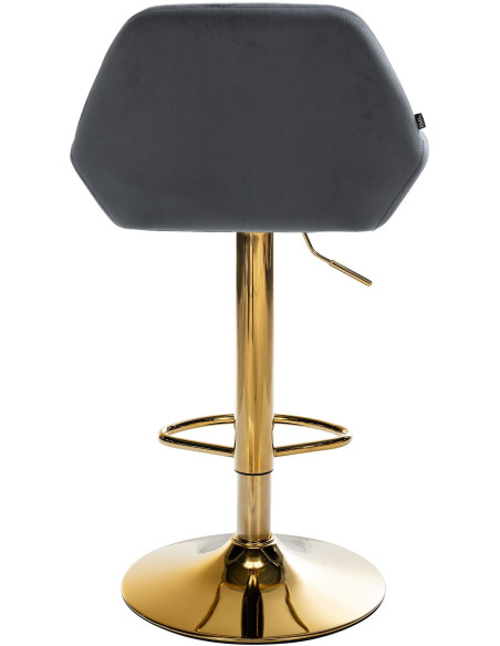 Tabouret de bar moderne en Velours Gris foncé Métal Doré Gylvan  - 5