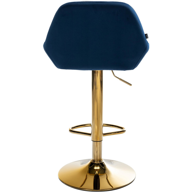 Tabouret de bar moderne en Velours Bleu Métal Doré Gylvan - 4