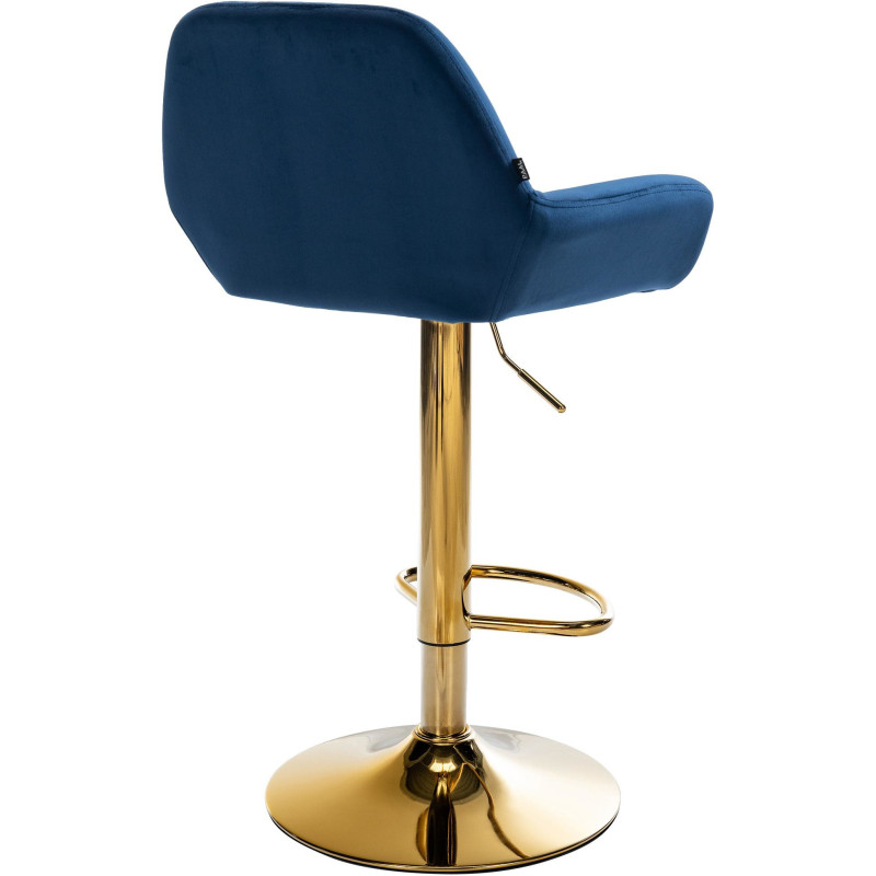 Tabouret de bar moderne en Velours Bleu Métal Doré Gylvan - 5