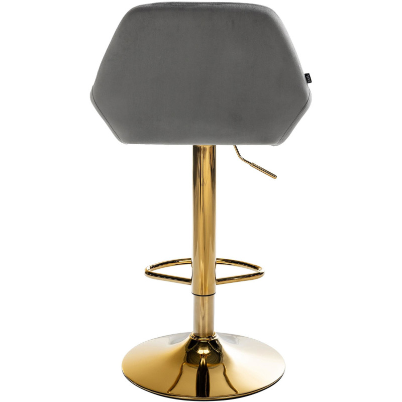 Tabouret de bar moderne en Velours Gris Métal Doré Gylvan  - 5