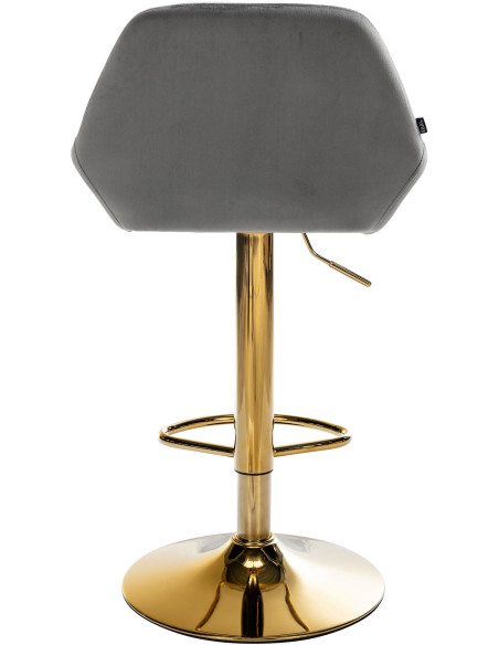 Tabouret de bar moderne en Velours Gris Métal Doré Gylvan  - 5