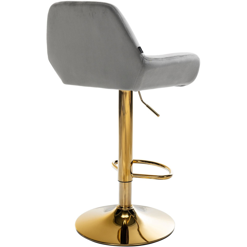 Tabouret de bar moderne en Velours Gris Métal Doré Gylvan  - 4