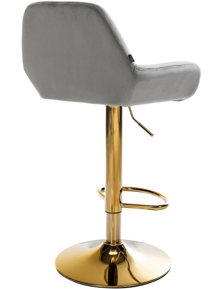 Tabouret de bar moderne en Velours Gris Métal Doré Gylvan  - 4