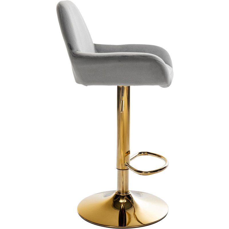 Tabouret de bar moderne en Velours Gris Métal Doré Gylvan  - 3