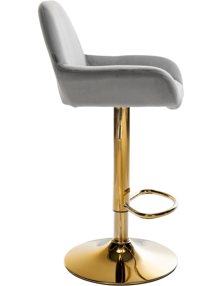 Tabouret de bar moderne en Velours Gris Métal Doré Gylvan  - 3