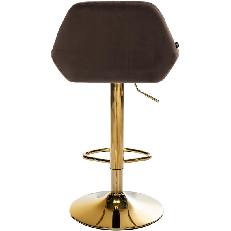 Tabouret de bar moderne en Velours Marron Métal Doré Gylvan - 5