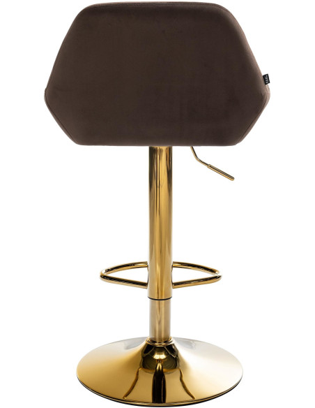 Tabouret de bar moderne en Velours Marron Métal Doré Gylvan - 5