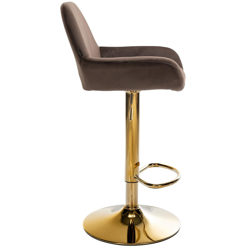 Tabouret de bar moderne en Velours Marron Métal Doré Gylvan - 3