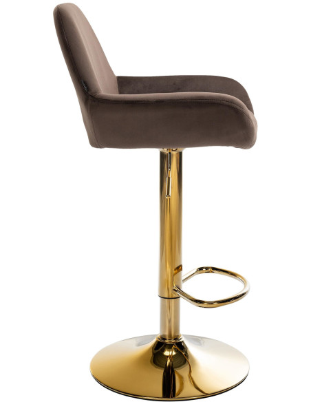 Tabouret de bar moderne en Velours Marron Métal Doré Gylvan - 3