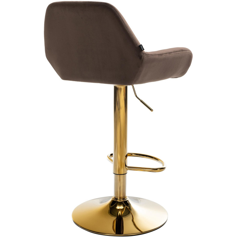 Tabouret de bar moderne en Velours Marron Métal Doré Gylvan - 4