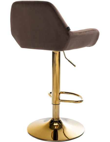 Tabouret de bar moderne en Velours Marron Métal Doré Gylvan - 4