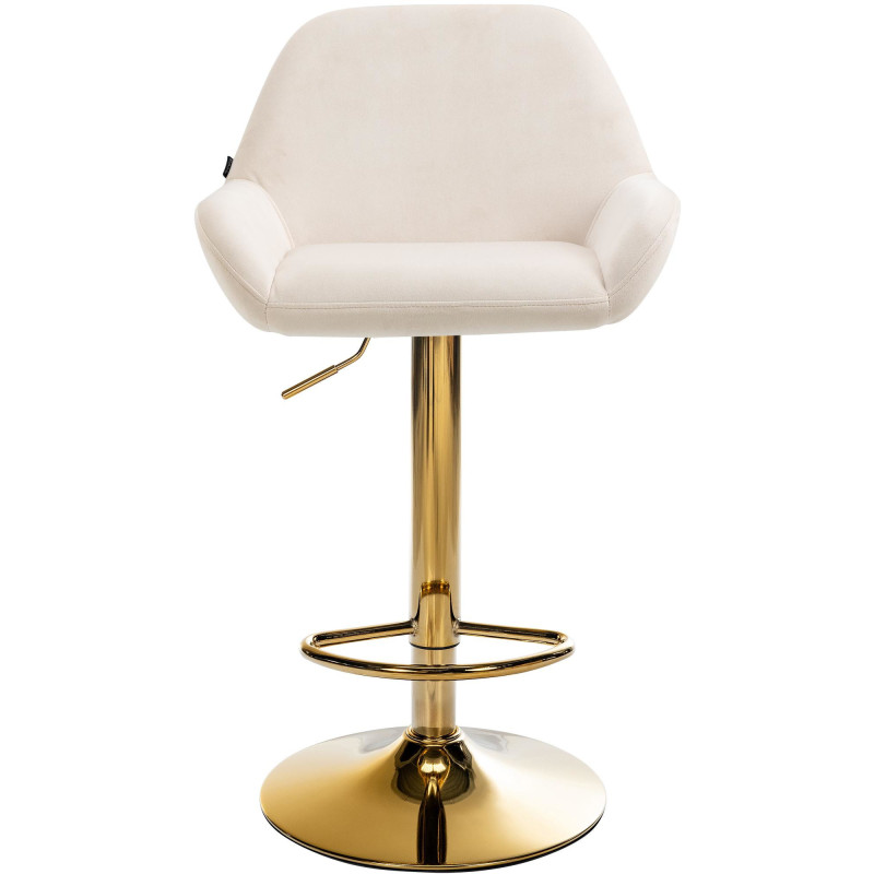 Tabouret de bar moderne en Velours Blanc crème Métal Doré Gylvan - 2
