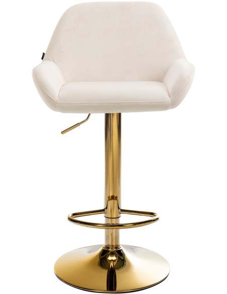 Tabouret de bar moderne en Velours Blanc crème Métal Doré Gylvan - 2