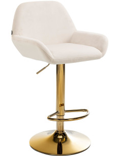 Tabouret de bar moderne en Velours Blanc crème Métal Doré Gylvan - 1