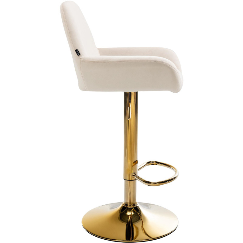 Tabouret de bar moderne en Velours Blanc crème Métal Doré Gylvan - 3