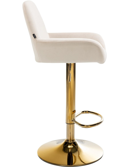 Tabouret de bar moderne en Velours Blanc crème Métal Doré Gylvan - 3