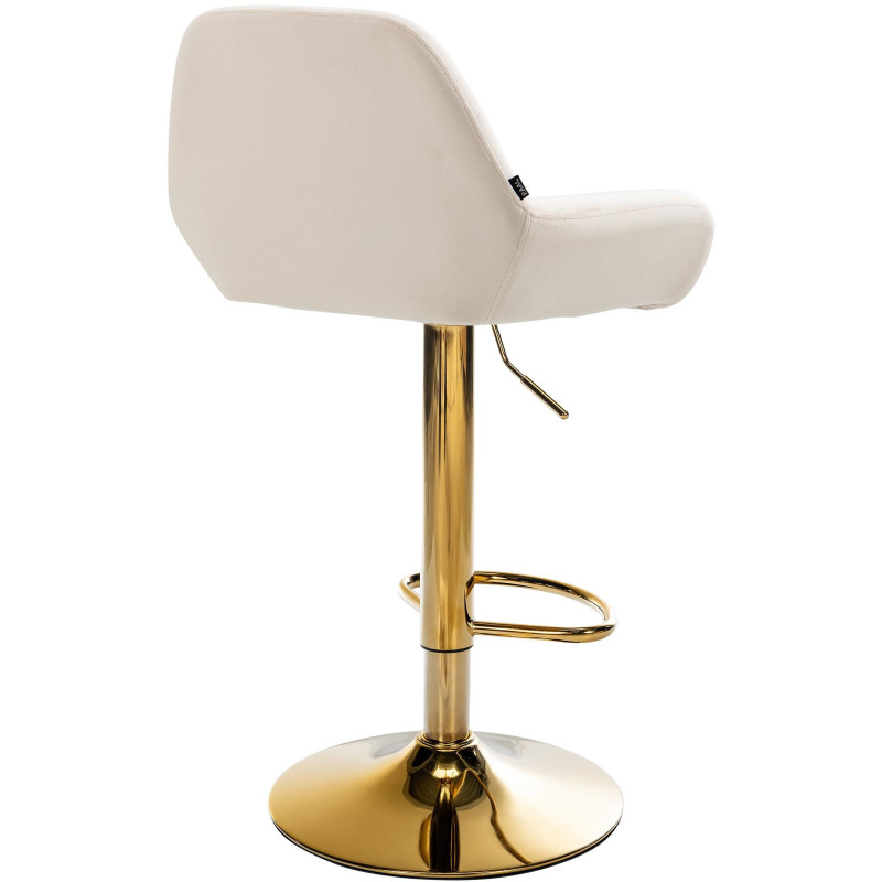 Tabouret de bar moderne en Velours Blanc crème Métal Doré Gylvan - 4