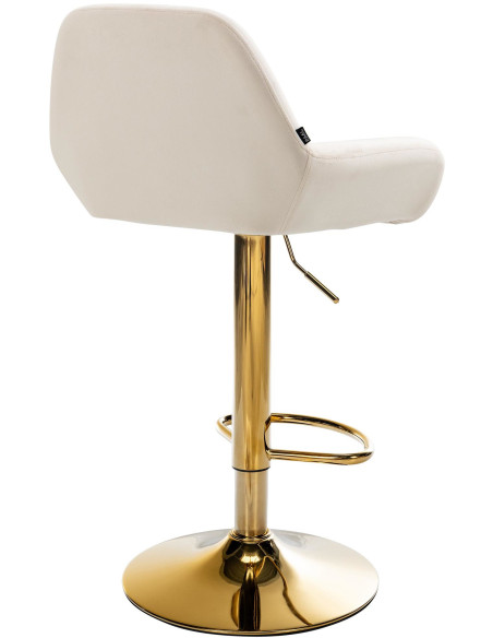 Tabouret de bar moderne en Velours Blanc crème Métal Doré Gylvan - 4