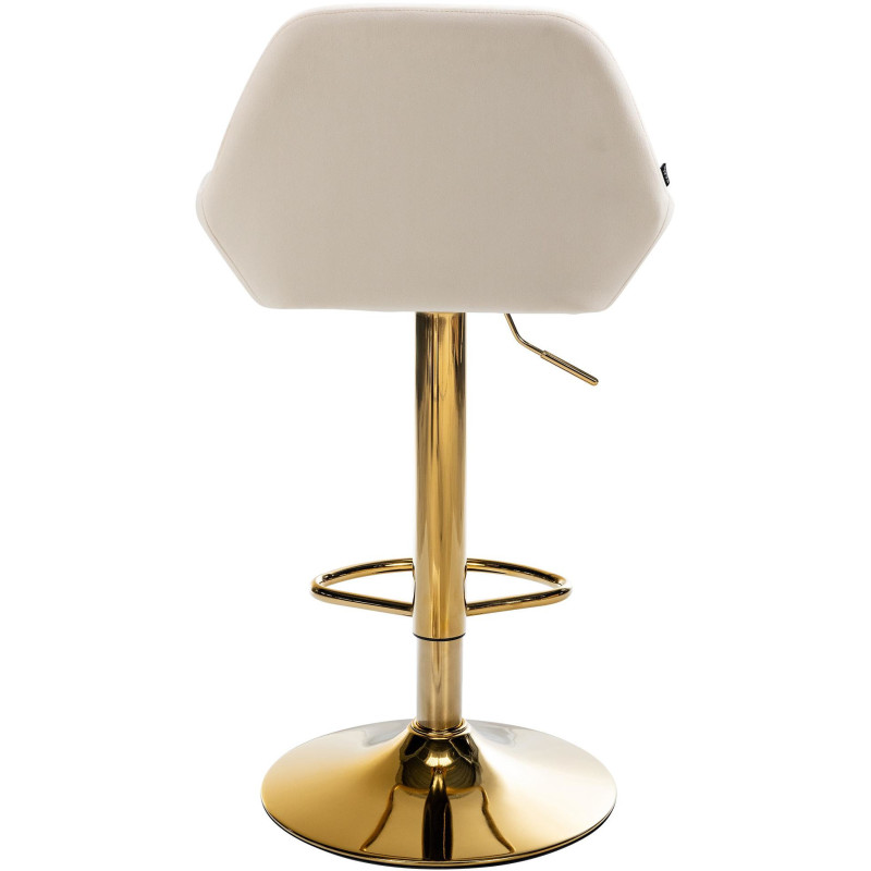 Tabouret de bar moderne en Velours Blanc crème Métal Doré Gylvan - 5