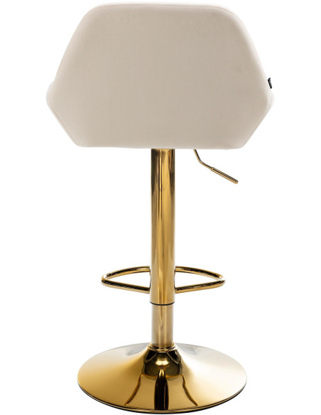 Tabouret de bar moderne en Velours Blanc crème Métal Doré Gylvan - 5