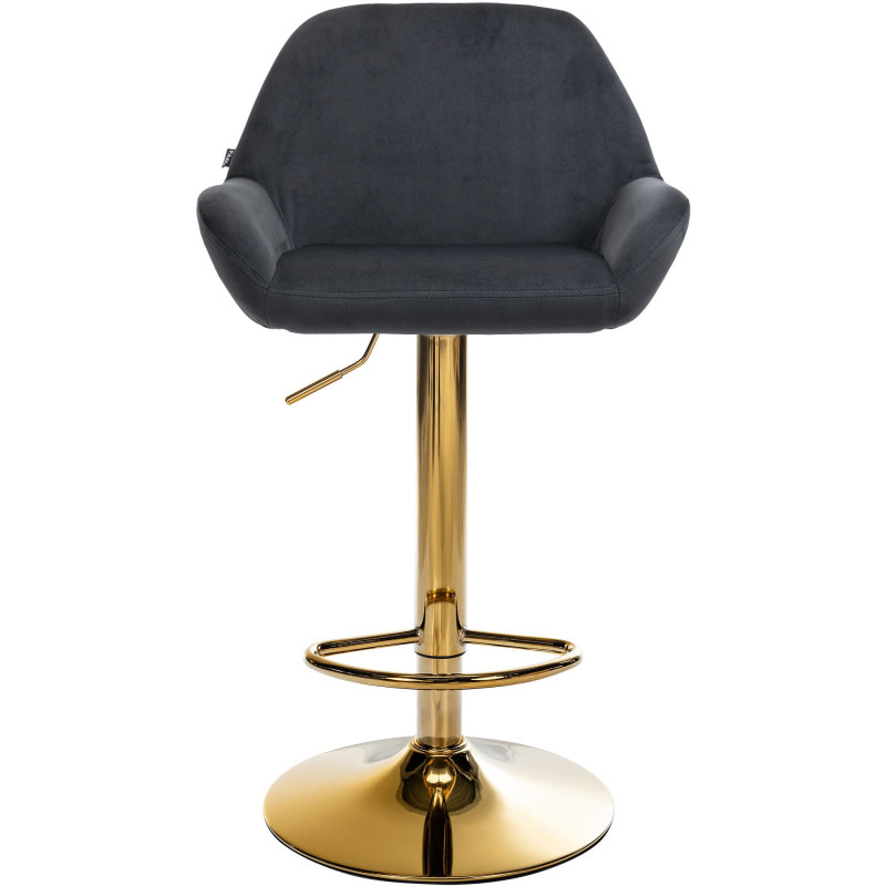 Tabouret de bar moderne en Velours Noir Métal Doré Gylvan - 2