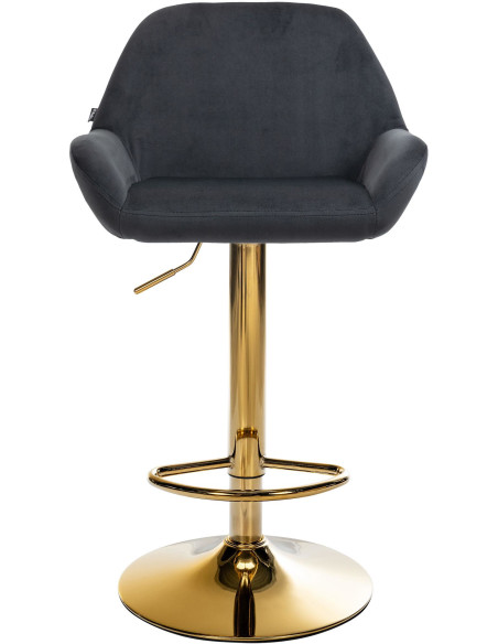 Tabouret de bar moderne en Velours Noir Métal Doré Gylvan - 2