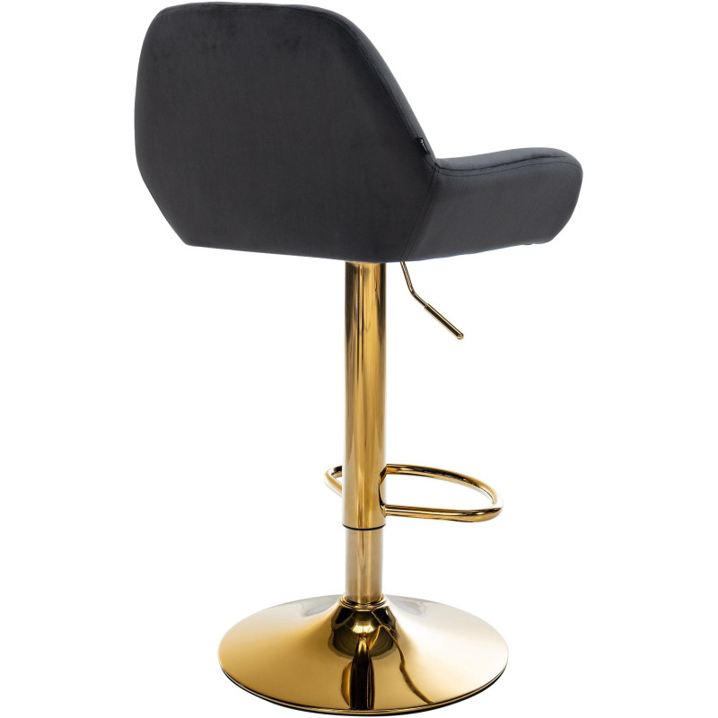 Tabouret de bar moderne en Velours Noir Métal Doré Gylvan - 4