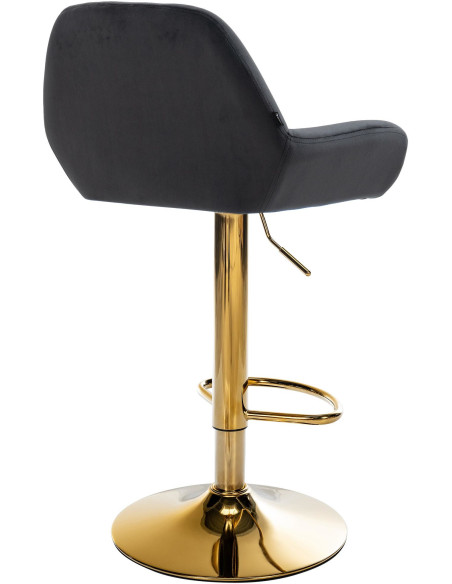 Tabouret de bar moderne en Velours Noir Métal Doré Gylvan - 4