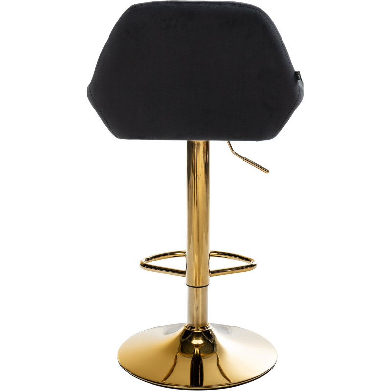 Tabouret de bar moderne en Velours Noir Métal Doré Gylvan - 5