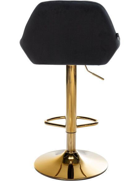 Tabouret de bar moderne en Velours Noir Métal Doré Gylvan - 5